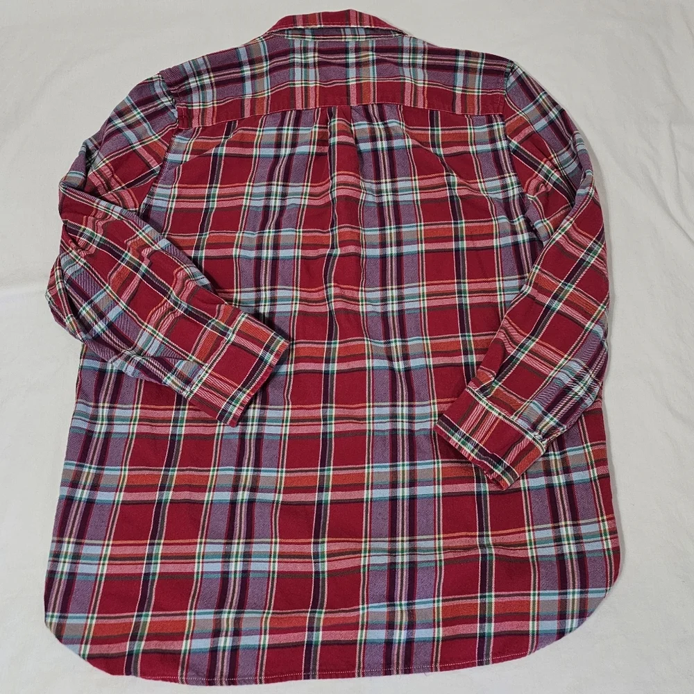 Ralph Lauren LRL Plaid Button Down Shirt XL Red Cotton Classic Preppy - Picture 3 of 6